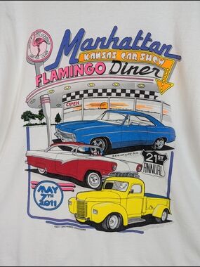Manhattan Flamingo Dinner T-Shirt XL Kansas Car Show May 2011 21st Annual Unisex